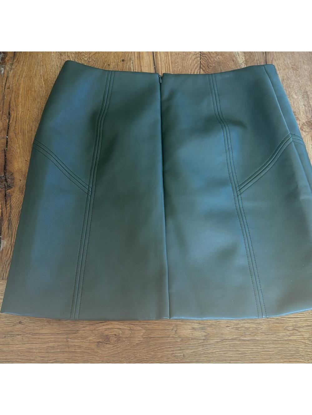 Bagatelle Faux Leather High Waisted Skirt in Winter Olive Size L